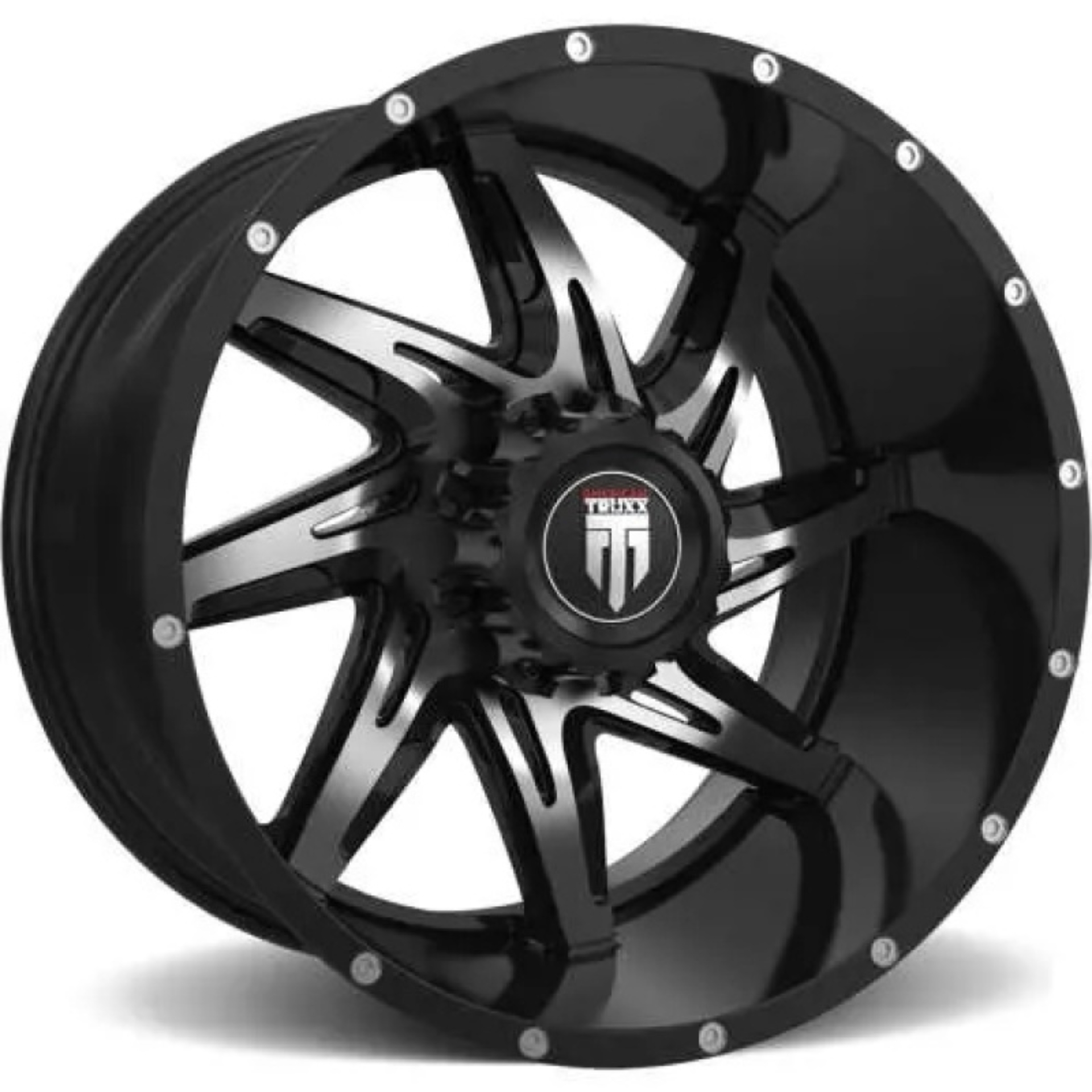 Picture of American Truxx AT183 Spyder 22x14 / 8x180 BP / -76mm Offset / 125.2mm Hub Gloss Black Machined Wheel
