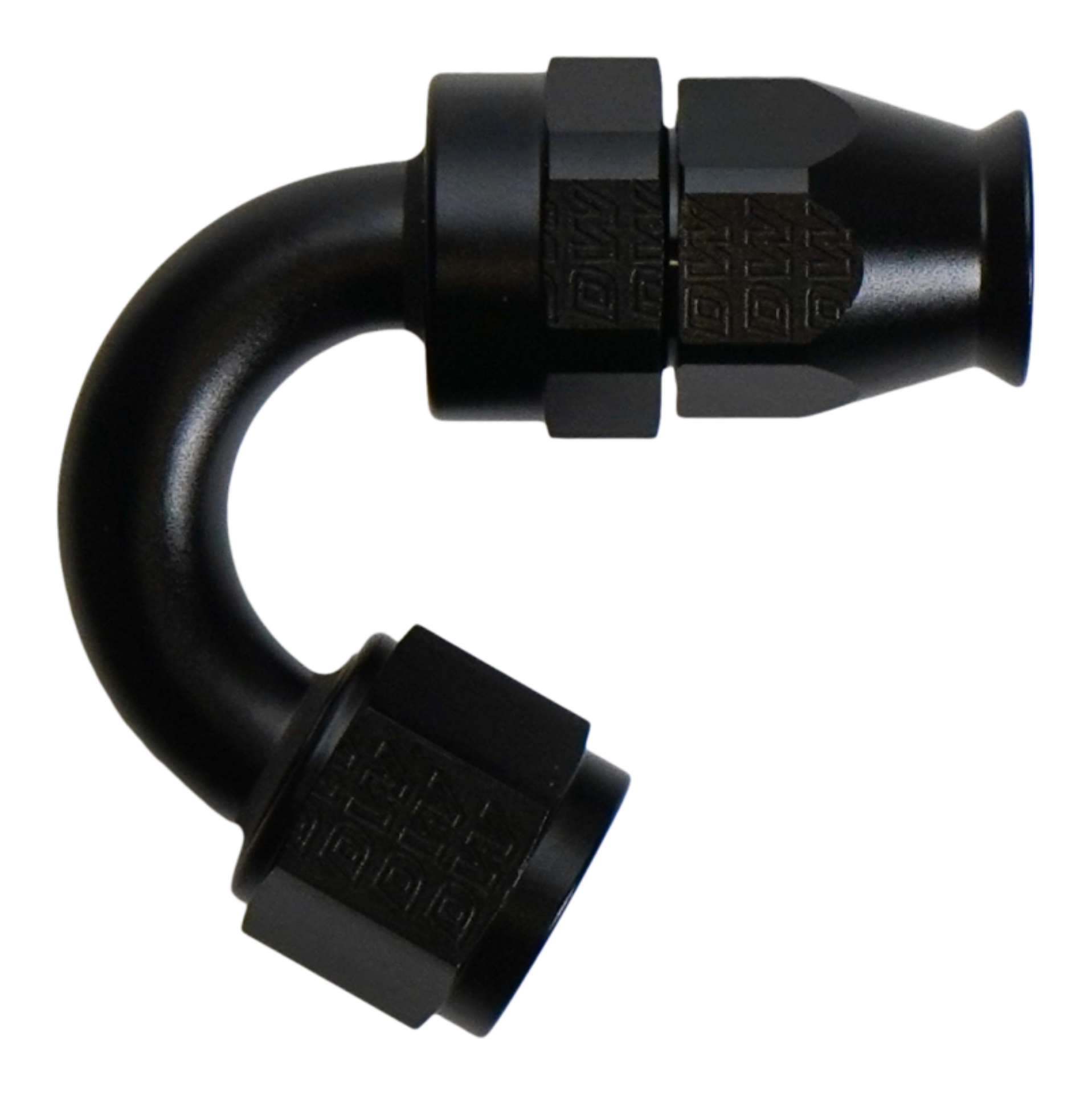 Picture of DeatschWerks 8AN Female Flare Swivel (Incl Ferule/Olive) 150-degree Hose End PTFE
